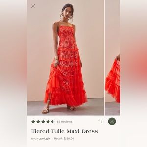 Anthropologie Tiered Red Dress
